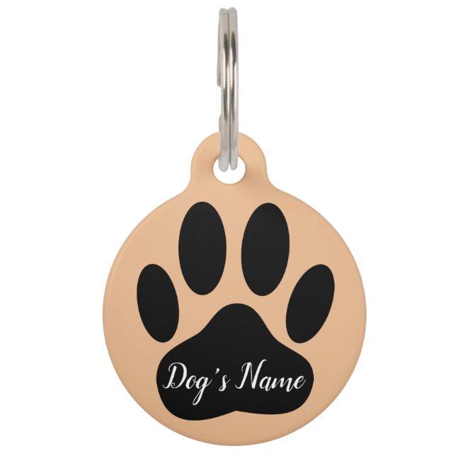 Dog Paw Print mit Individuelle Name Haustiermarke (Vorderseite)
