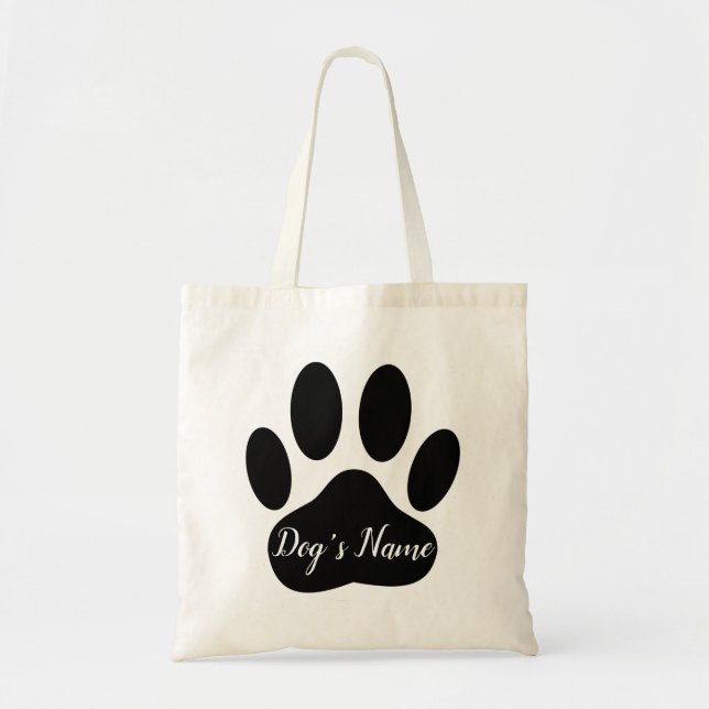 Dog Paw Print mit Individuelle Name Tragetasche (Vorne)