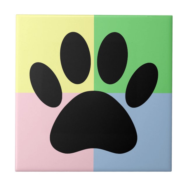 Dog Paw Print Pastell Farben nach Maß Fliese (Vorderseite)