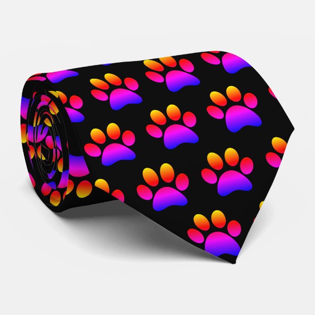 Dog Paw Print Pattern Krawatte (Gerollt)