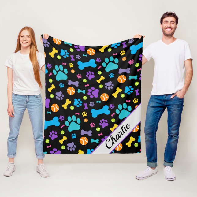 Dog Paw Print Pet Fleecedecke (Beispiel)
