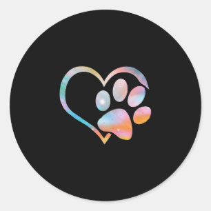 Dog Paw Print Psychedelic Gefärbte Krawatte Englis Runder Aufkleber