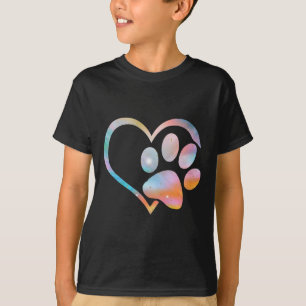 Dog Paw Print Psychedelic Gefärbte Krawatte Englis T-Shirt