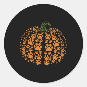 Dog Paw Print Pumpkin Herbstfall Tier Lover Hal Runder Aufkleber