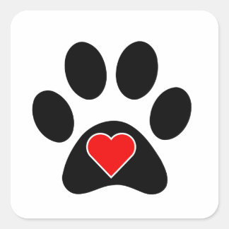 Dog Paw Print Quadratischer Aufkleber