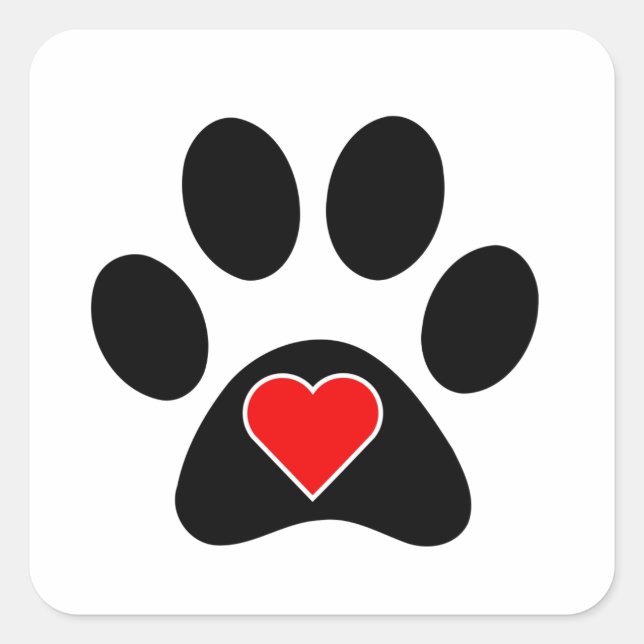 Dog Paw Print Quadratischer Aufkleber (Vorderseite)