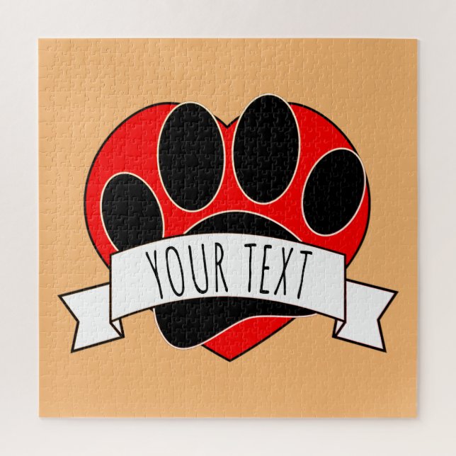 Dog Paw Print Red Heart Banner (Vertikal)