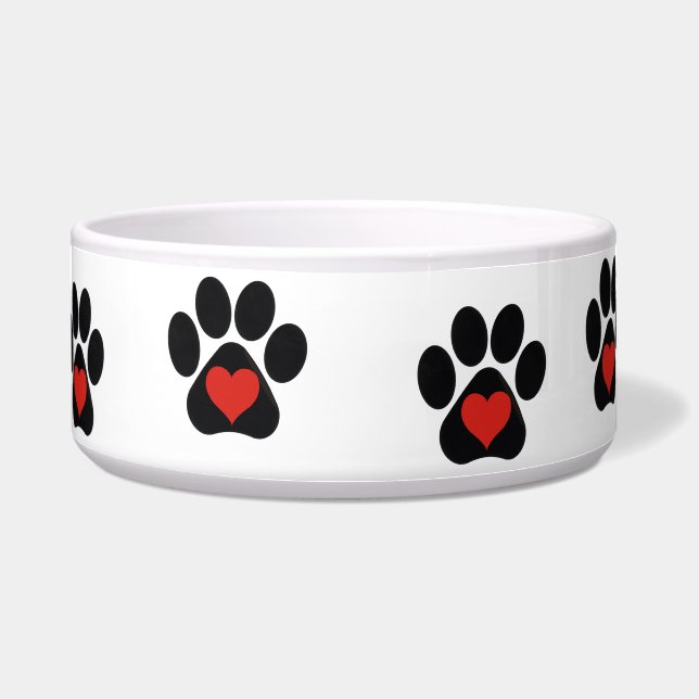 Dog Paw Print Red Heart Napf (Vorderseite)