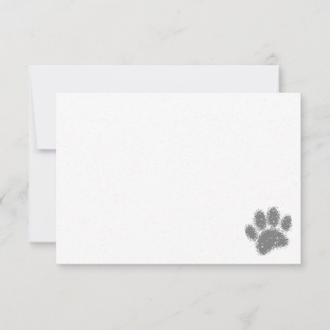 Dog Paw Print Rubber Stamp Effect Blank Mitteilungskarte (Vorderseite)