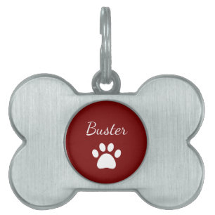 Dog Paw Print Simple Script Einzigartig Rot Tiermarke