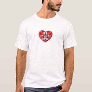 Dog Paw Print und Rotes Herz Zeichnend T-Shirt