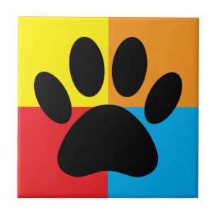 Dog Paw Print Vivid Colors Custom Fliese