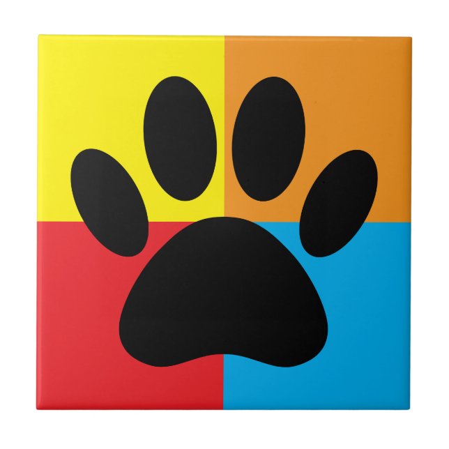 Dog Paw Print Vivid Colors Custom Fliese (Vorderseite)