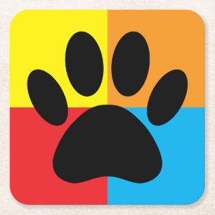 Dog Paw Print Vivid Colors Custom Rechteckiger Pappuntersetzer