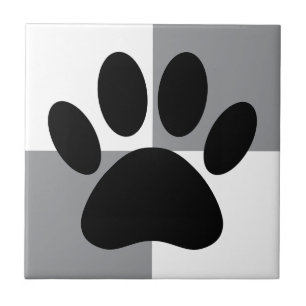 Dog Paw Print White und Grau Custom Fliese