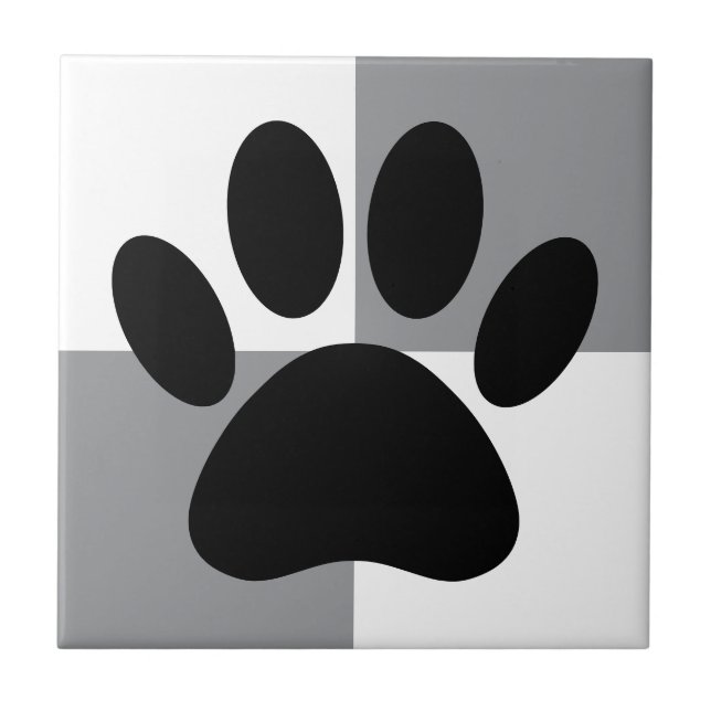 Dog Paw Print White und Grau Custom Fliese (Vorderseite)
