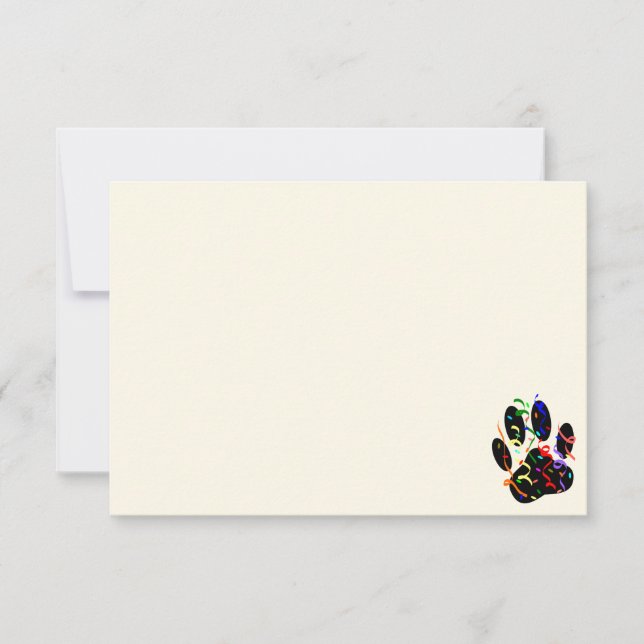 Dog Paw Print With Confetti And Streamer Cream Mitteilungskarte (Vorderseite)
