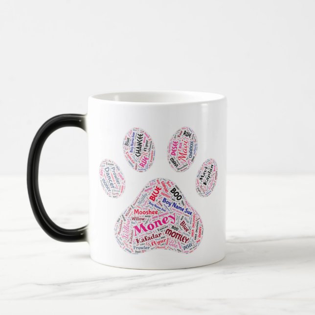 Dog Paw Print Word Art Verwandlungstasse (Links)