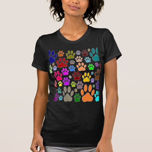 Dog Paw Prints All Over Canine Paws T-Shirt (Vorderseite)