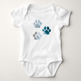 Dog Paw Prints - Beach Waves and Sand Baby Strampler