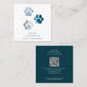 Dog Paw Prints Beach Waves QR Code Social Media Quadratische Visitenkarte