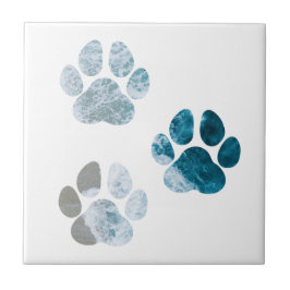 Dog Paw Prints - Beach Waves und Sand Beach Fliese