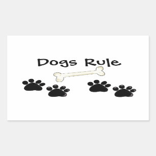 Dog Paw Prints Dogs Rule Rechteckiger Aufkleber