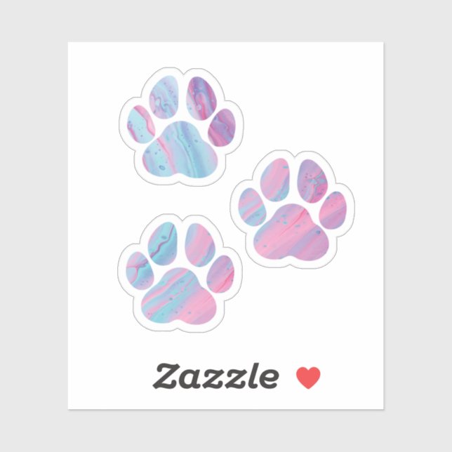 Dog Paw Prints - farbenfrohe Wirbel Aufkleber (Blatt)