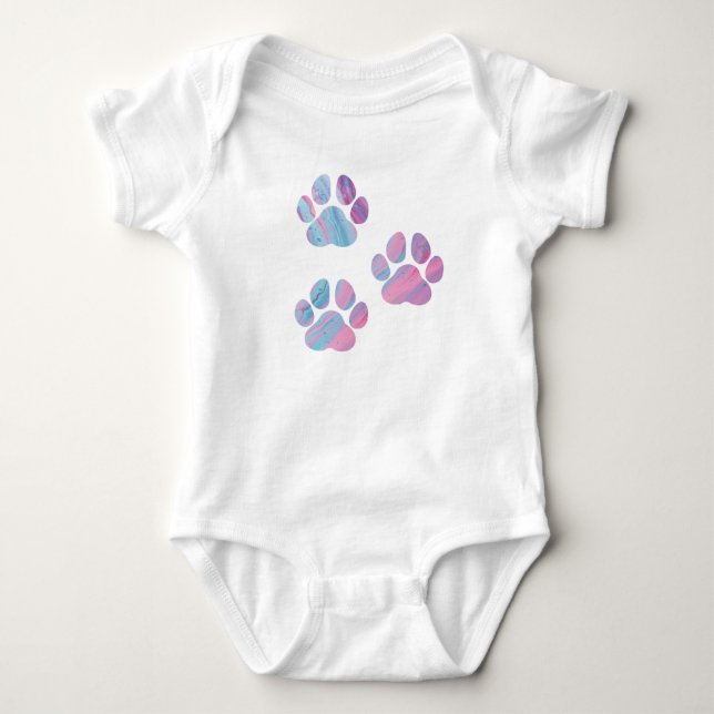 Dog Paw Prints - farbenfrohe Wirbel Baby Strampler (Vorderseite)