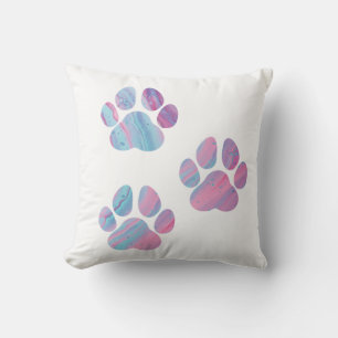 Dog Paw Prints - farbenfrohe Wirbel Kissen