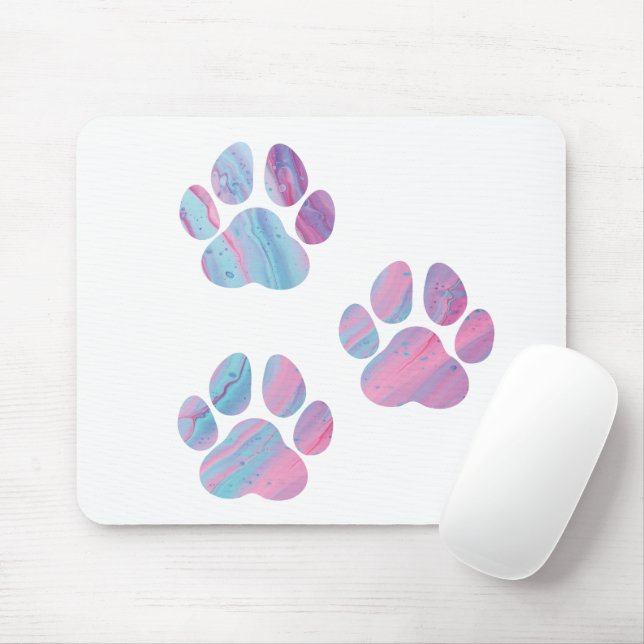 Dog Paw Prints - farbenfrohe Wirbel Mousepad (Mit Mouse)