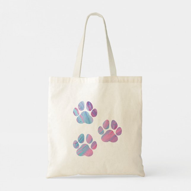 Dog Paw Prints - farbenfrohe Wirbel Tragetasche (Rückseite)