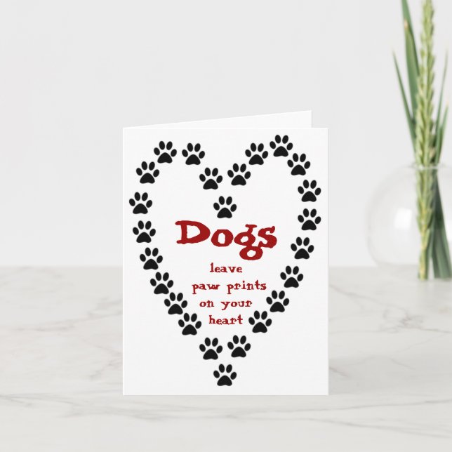 Dog Paw Prints Heart Karte (Vorderseite)