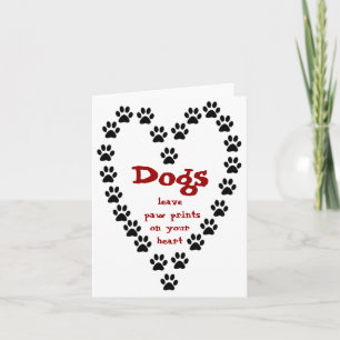 Dog Paw Prints Heart Karte