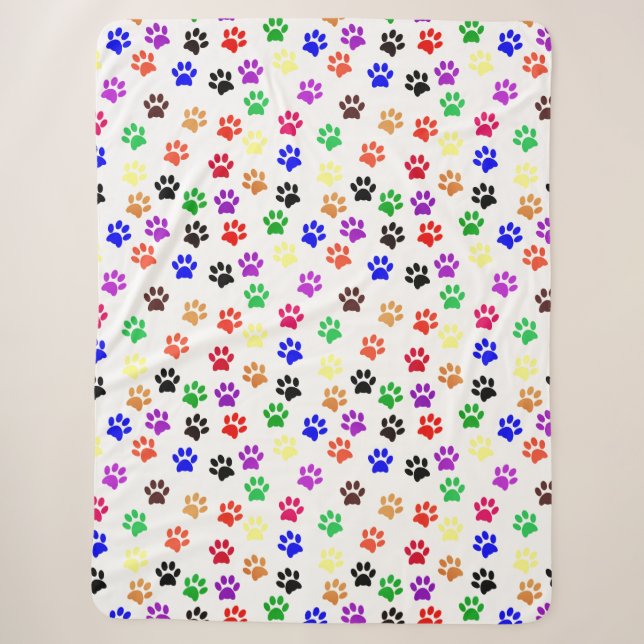 Dog Paw Prints mit Niedlichen Grundfarben Sherpadecke (Vorderseite)