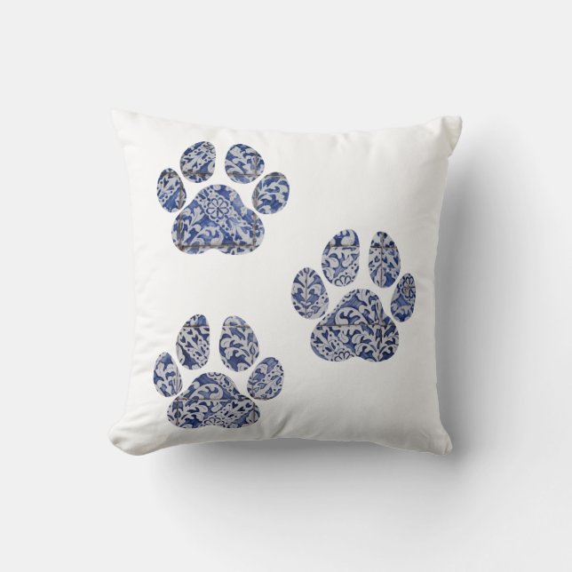 Dog Paw Prints - Portugiesische Tiles Kissen (Vorderseite)