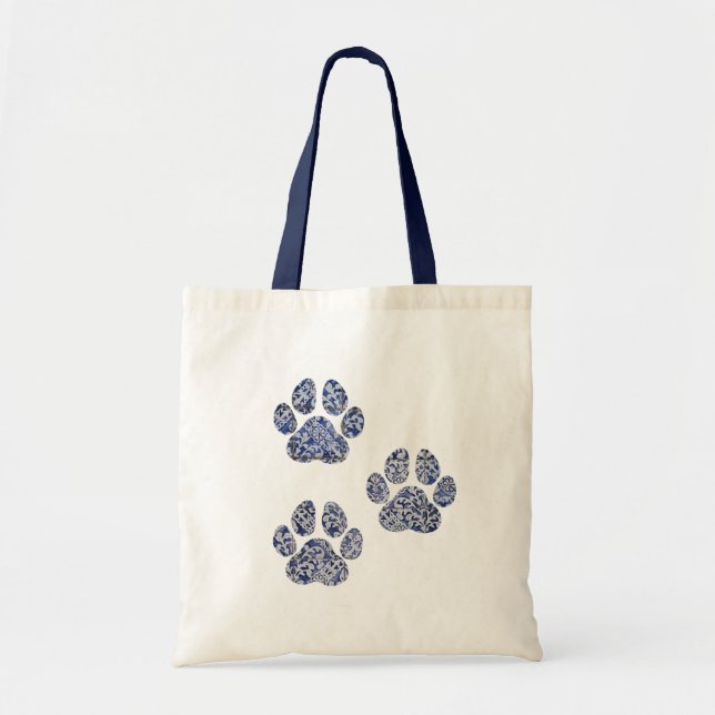 Dog Paw Prints - Portugiesische Tiles Tragetasche (Vorne)