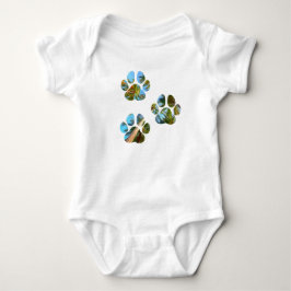 Dog Paw Prints - Tropische Palmen Baby Strampler