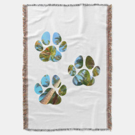 Dog Paw Prints - Tropische Palmen Decke