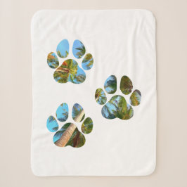 Dog Paw Prints - Tropische Palmen Sherpadecke