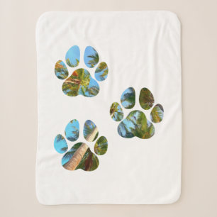 Dog Paw Prints - Tropische Palmen Sherpadecke