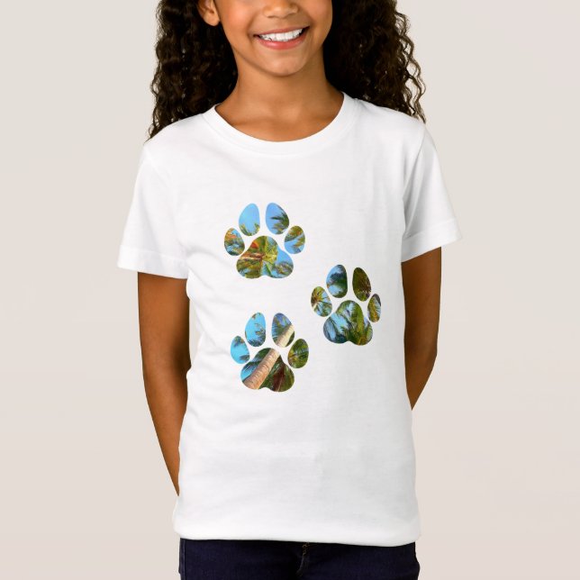 Dog Paw Prints - Tropische Palmen T-Shirt (Vorderseite)