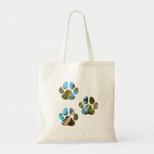 Dog Paw Prints - Tropische Palmen Tragetasche