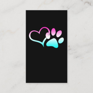 Dog Paw Rainbow Colorful Heart Animal Rescuer Visitenkarte