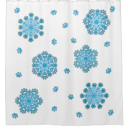 Dog Paw Snowflake Duschvorhang