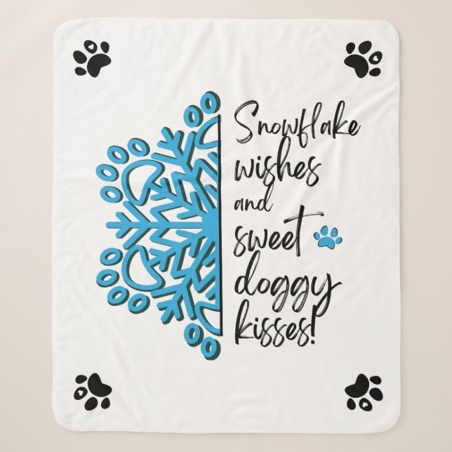 Dog Paw Snowflake Kisses Sherpadecke (Vorderseite)