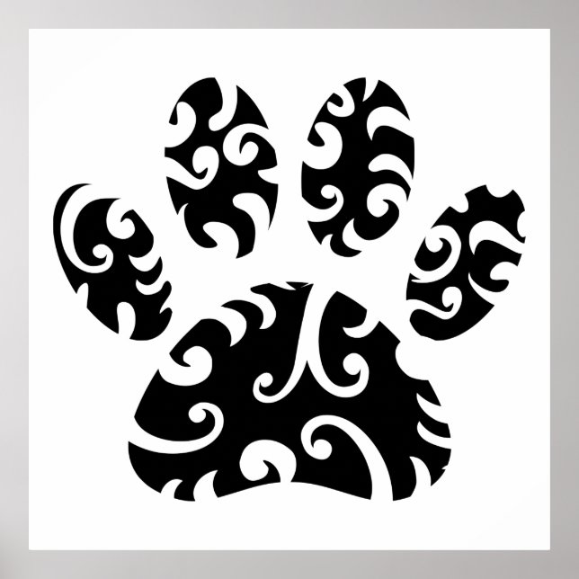 Dog Paw Tattoo Tribal Print Poster (Vorne)