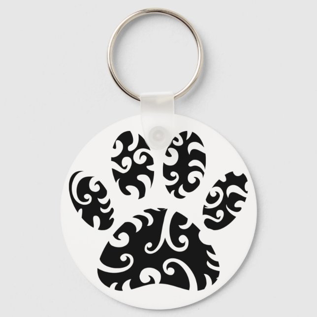 Dog Paw Tattoo Tribal Print Schlüsselanhänger (Vorderseite)
