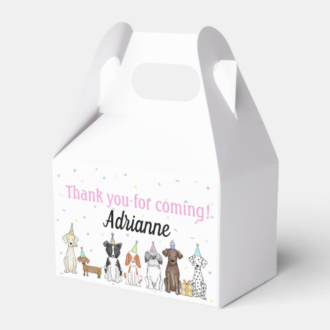 Dog Paw-ty Birthday Girl Personalisiert Geschenkschachtel (Vorderseite)