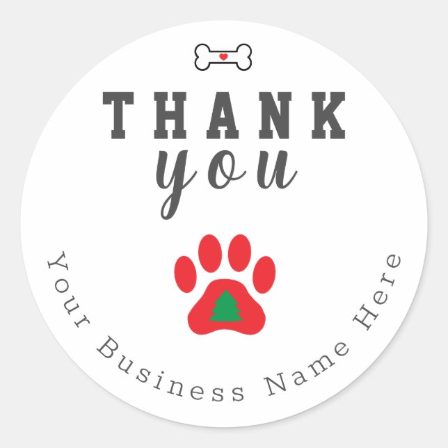 Dog Paw Weihnachten Vielen Dank Stickers (Vorderseite)